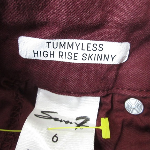 Seven7 Women's Tummy Less High Rise Skinny Jeans Burgundy Size 6 (30x29) - Picture 13 of 13